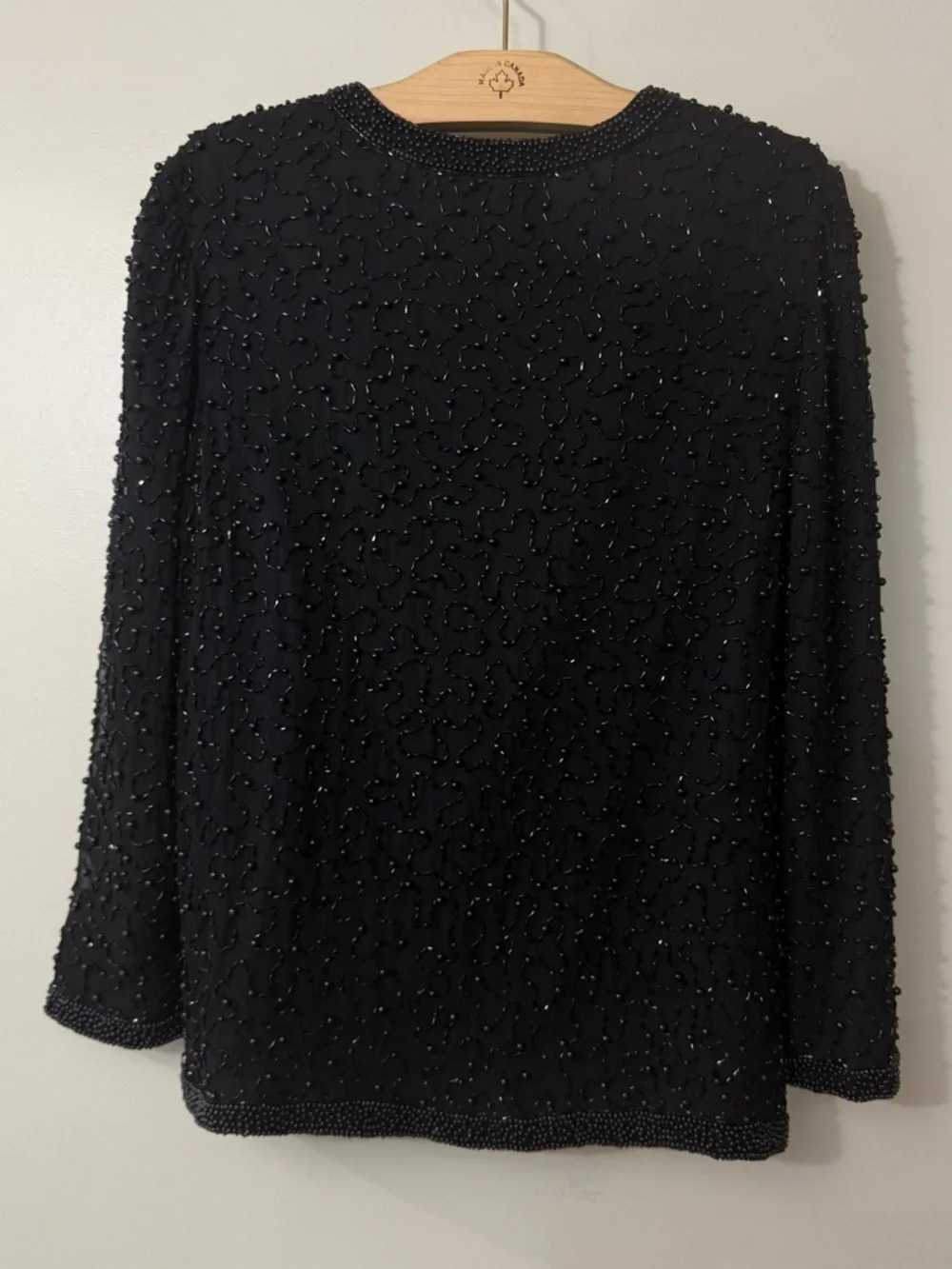 COTE D’AZUR EVENING BEADED SILK EVENING JACKET BLACK LARGE - Picture 6 of 14